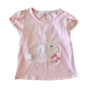 Shabby Chic Pink Floral Bunny Tee, Easter or Spring | Girls S (5/6)
